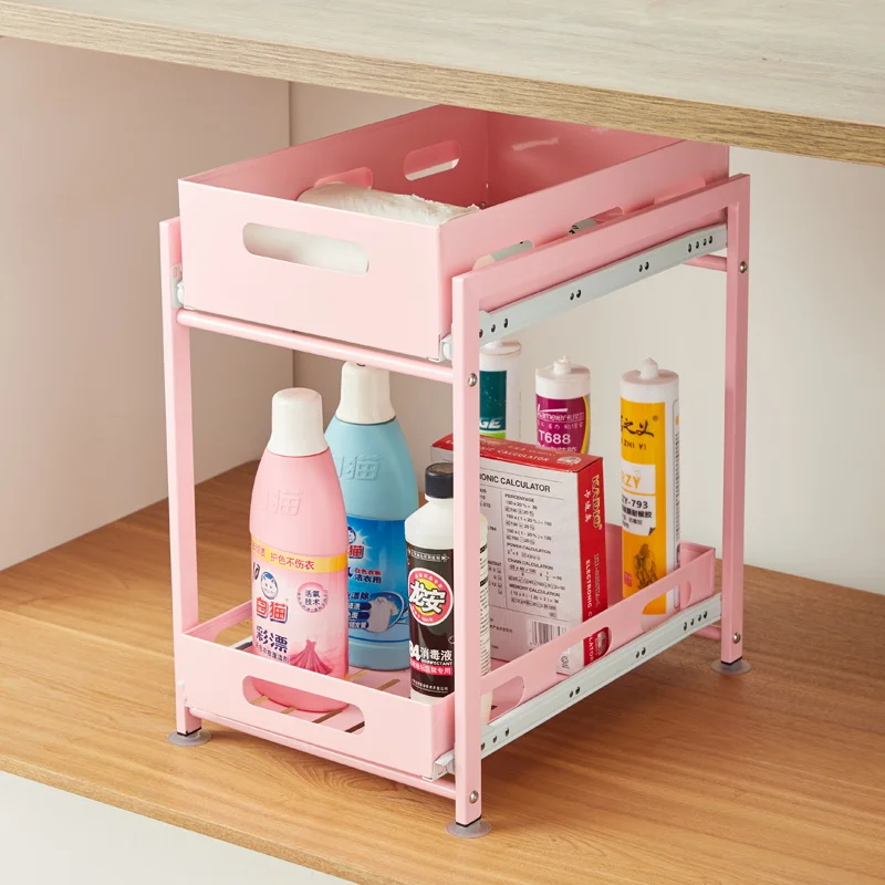 

New Style Kitchen Under-sink Storage Basket Organizer Multi Metal Storage Drawers, Customized color