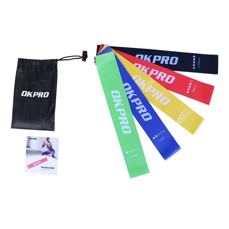 

Fitness Exercise Resistance Loop Bands Set Mini Latex Resistance Band, Black,blue,green,orange,red