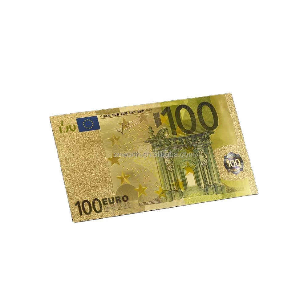 

Wr Fine 999.9 Gold Leaf 100 Euro Paper Money Colorized Banknote Craft, Can be gold or silver or colorful