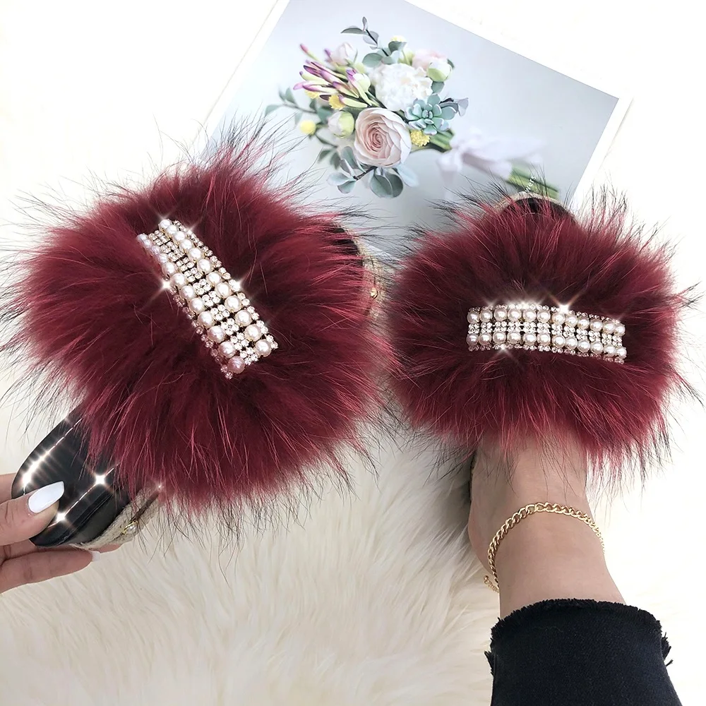 

Fur Pearl Slippers Summer Straw platform sandal Women Flat Pearl Slippers Women 2021 Luxury Fur Designer Platform Sandals Summer, Sandals for women and ladies