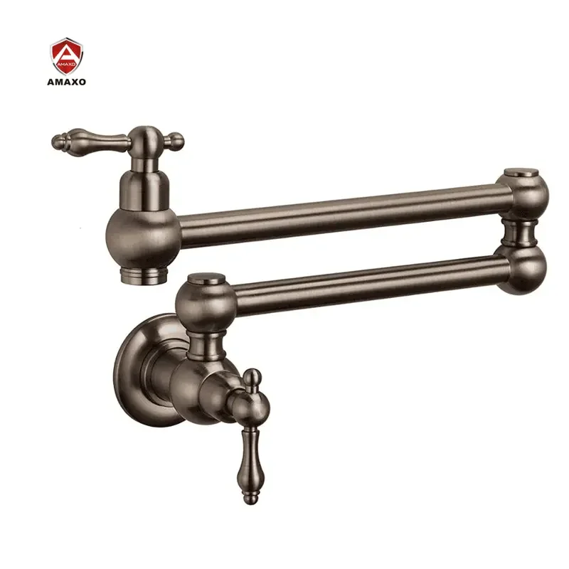 

AMAXO Retro Design Brass Kitchen Sink Faucets Durable ORB Appearance Wall Mounted Kitchen Faucet