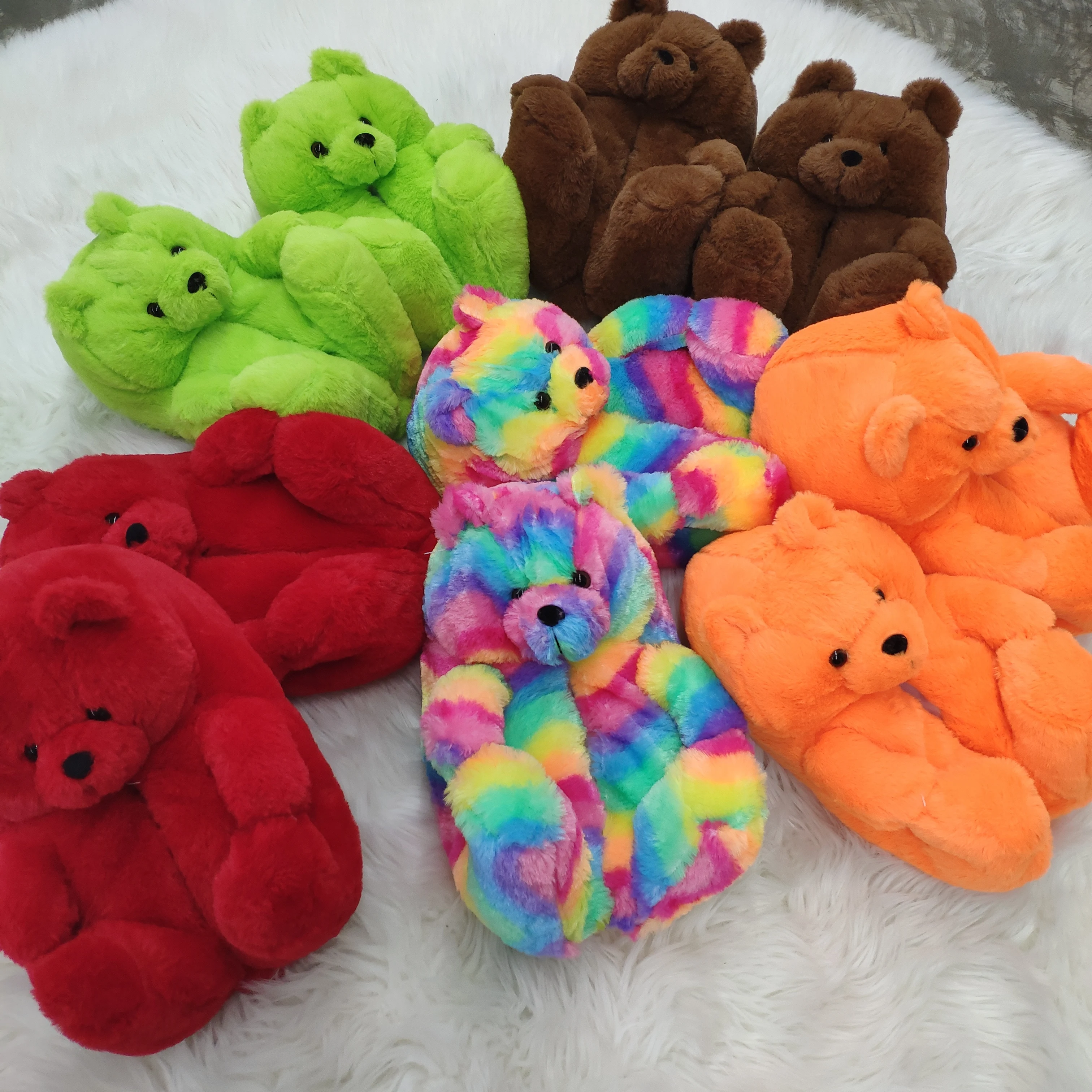 

2021 New Arrival Top Sell Wholesale Cheaper Apparel Stock Cute And Warm Teddy bear Slipper, Pictures