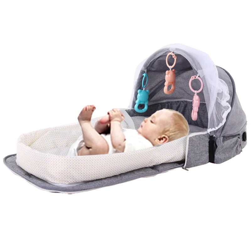 

Multifunctional portable convertible anti-mosquito isolation Travel baby diaper bag bassinet bed with changing station, 5colour