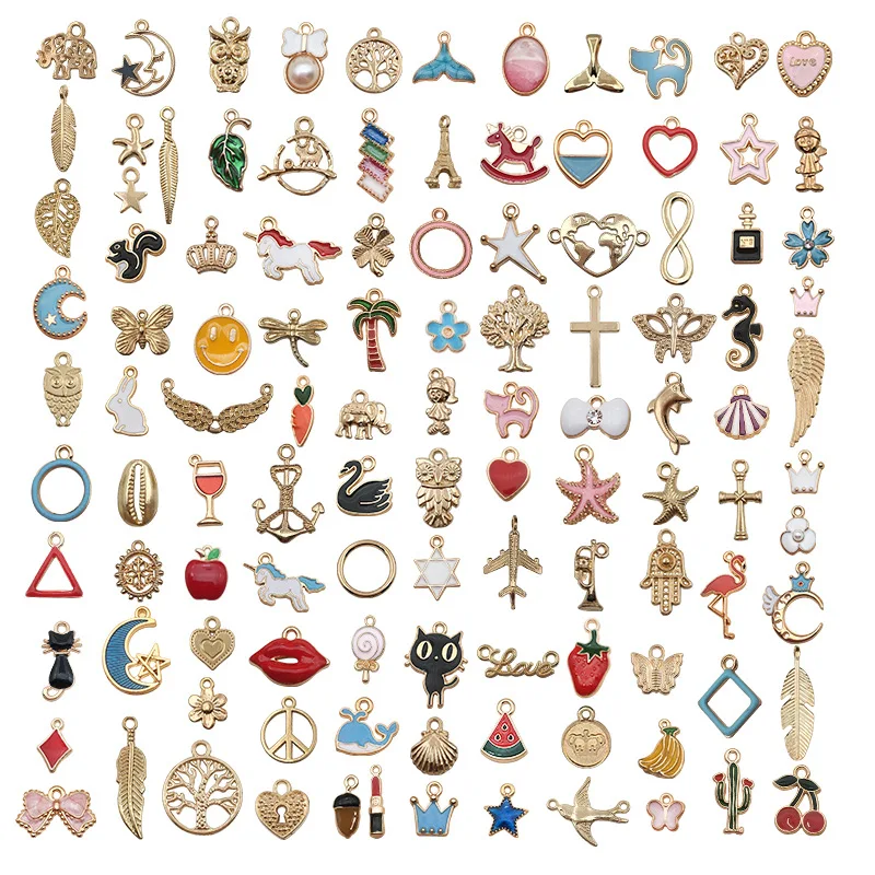 

150PCS Charms Mini Enamel Charms Pendant for Bracelets Making Jewelry