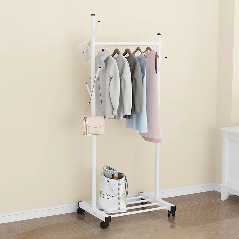 

PINPINFAMILY Clothes Rack Floor Coat Rack Bedroom Metal Drying Rack Simple Clothes Rod Folding For Home Furniture, Picture