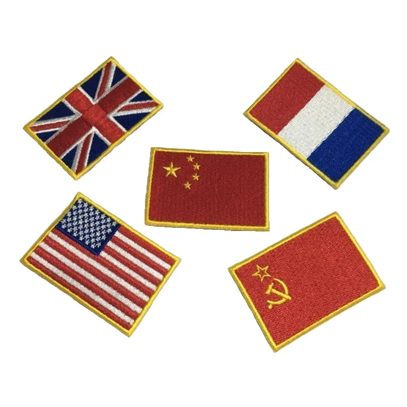 

Parche bordado parches Fashion Embroidery Patches For clothing Appliqued Patches embroidery Iron On American flag patch, Yellow/red/blue/white