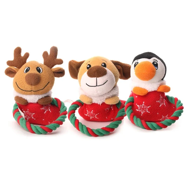 

Best Sale Plush Interactive Santa Claus Antlers Styling Soft Dog Toys Christmas Pet Toy, Brown