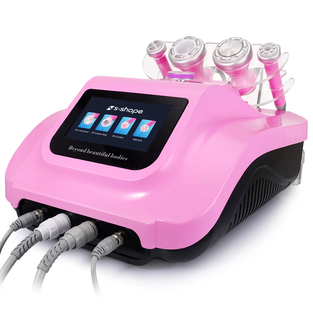 

Mychway 4 in 1 Professional Spa Use Body Slimming Face Lifting S-shape 30K RF Vacuum Cavitation System Machine, Pink, white or rose gold