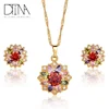 DTINA Gold Filled Ruby Cubic Zirconia Party Jewellery Set For Girls