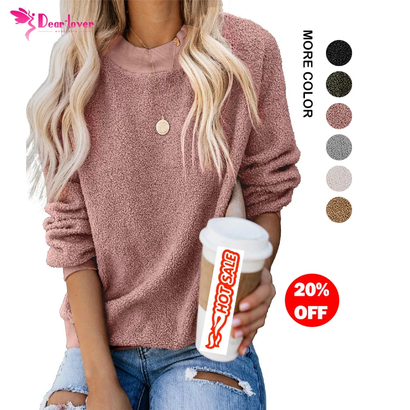 

High Quality O-Neck Terry Thread Cashmere Pullover Tops Long Sleeve Sweatshirt Women