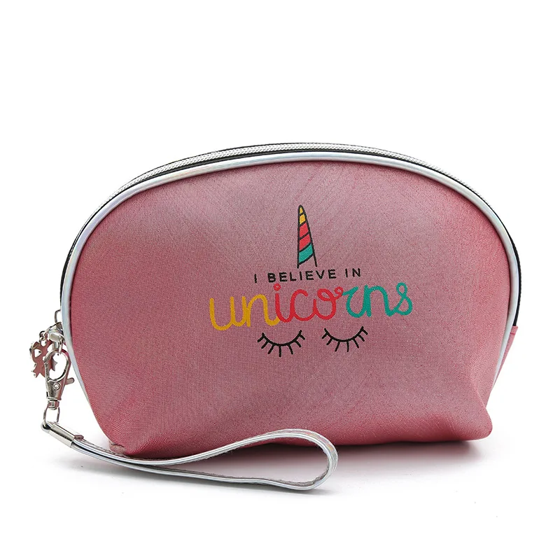 

wholesale PU leather cute logo printed lady women easy carry portable recycled cosmetic bag, Black/white/pink