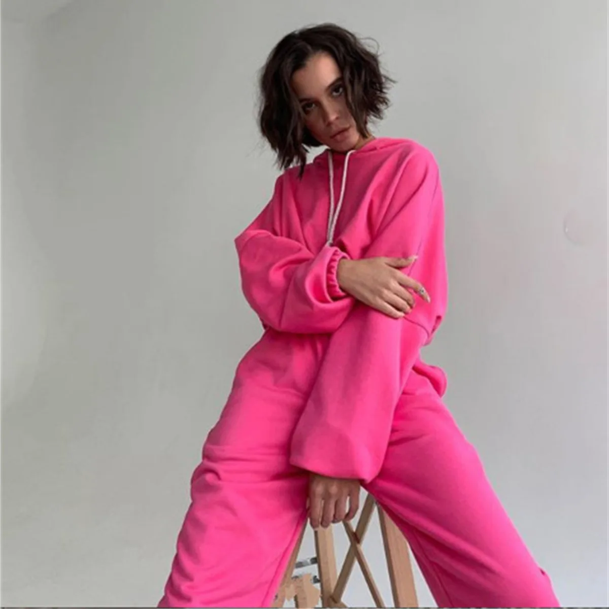 

Custom Logo Two Piece Hoodie Short Sets Women Clothing Hoodie Set Oversize Women's Wear