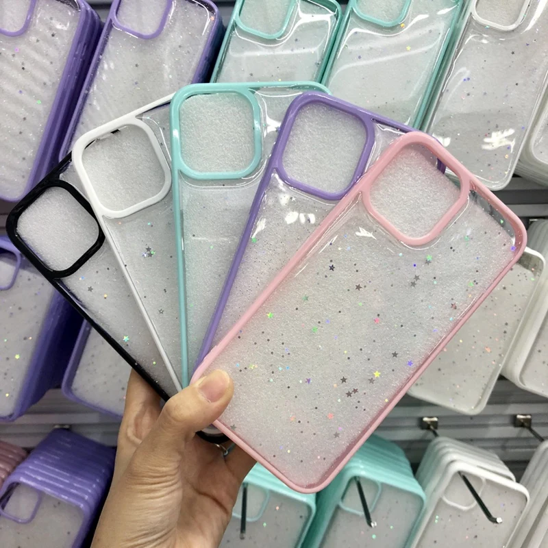 

Wholesale Glitter Bling Women Clear Mobile Phone Case for iPhone X XR 11 12 Pro Max Cell Phone Case, 5 colors
