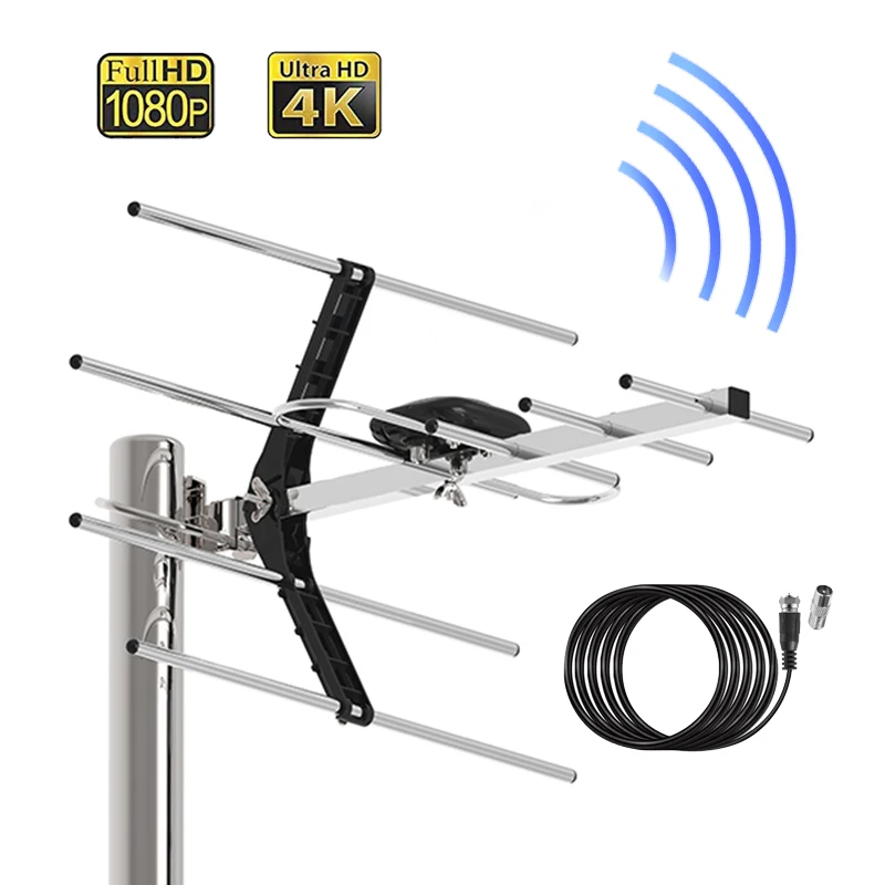 

The Best hdtv antena HD-05BOA1 outdoor uhf tv antenna amplifier circuit 100miles long range strong singal tv aerial, Silver