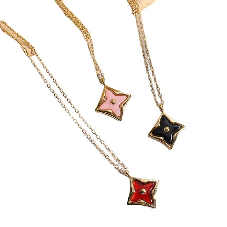 

Fashion fine enamel jewelry gold plated david star charm necklace for women