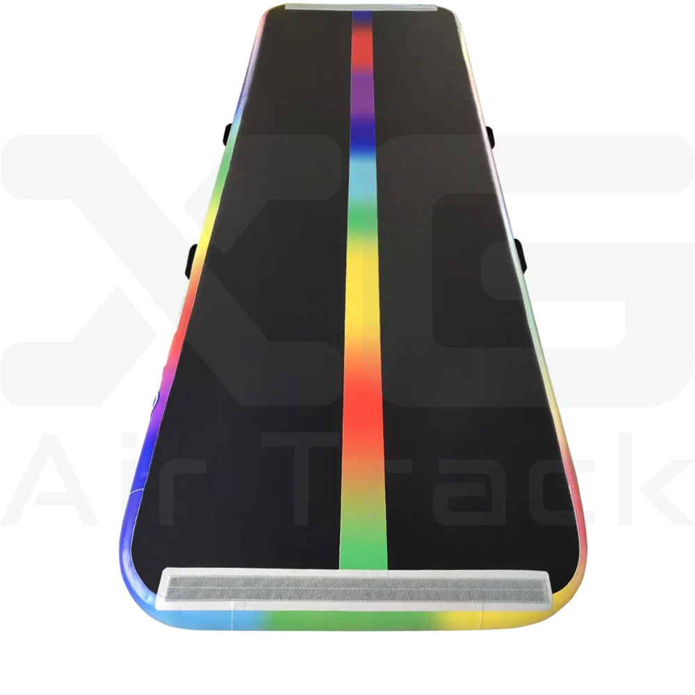 

MOQ 1pcs 3x1x0.1m rainbow professional gym mats inflatable air track for sale, Pink,blue,mint green,red,black etc.