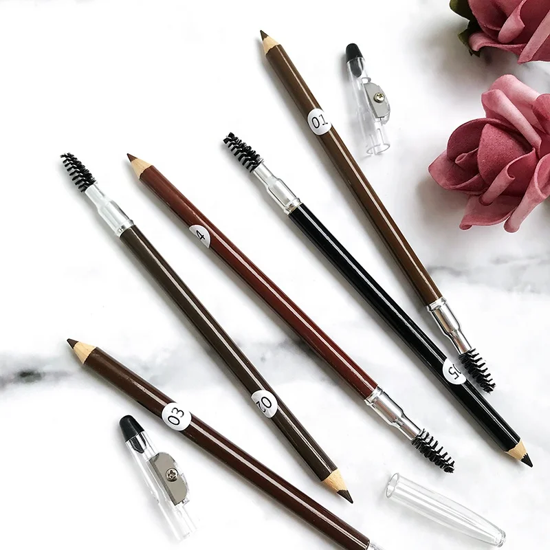 

Hot selling 5 color wood long lasting eyebrow pencil