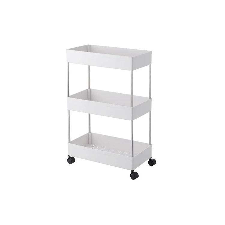

C95 Removable Gap Storage Rack Kitchen Trolley Multi-layer Storage Rack With Wheels Space Saving Mobile Storage Rack Floor Shelf, White
