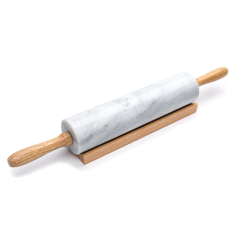 

White/Black Marble Rolling Pin Beech Wood Handle Rolling Rod For Baking Deluxe Christmas Kitchen Gifts