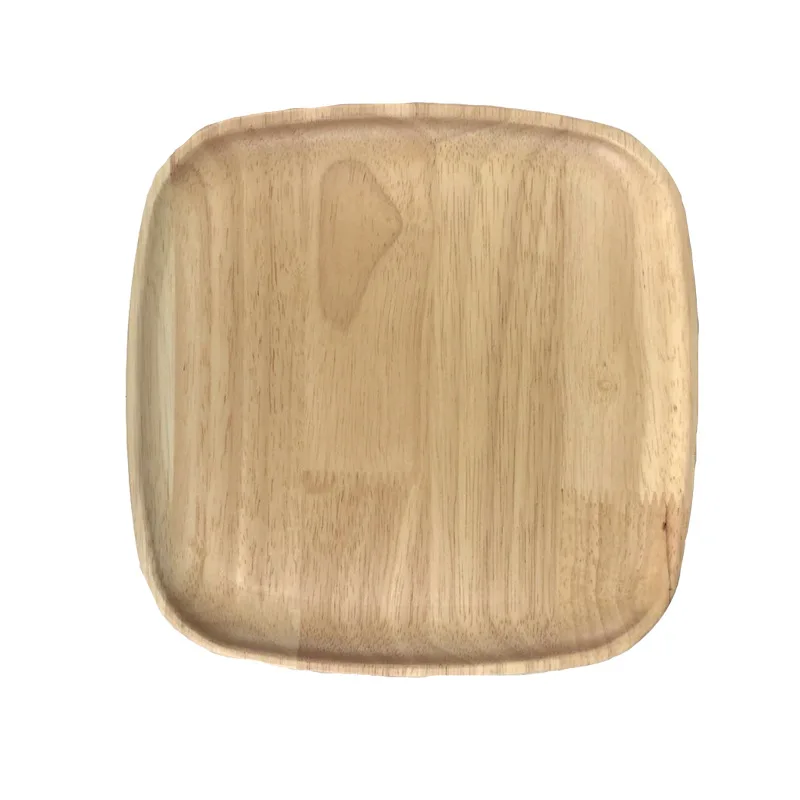 

Square Rubber Wood Tray Tableware Trinket Dish Sushi Fruit Tea Tray Dessert Plates Acacia Wooden Dinner Breakfast Plates, Natural