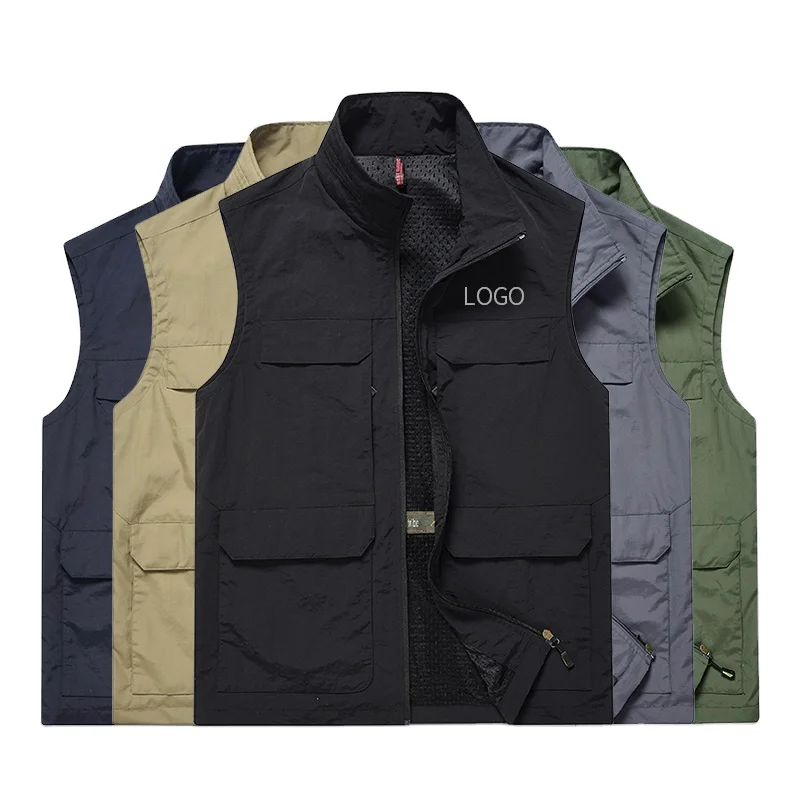 High-end Materials Nylon Popular Men's Vest Sport Photography Fishing Waistcoat Multi Pockets Collar Vest