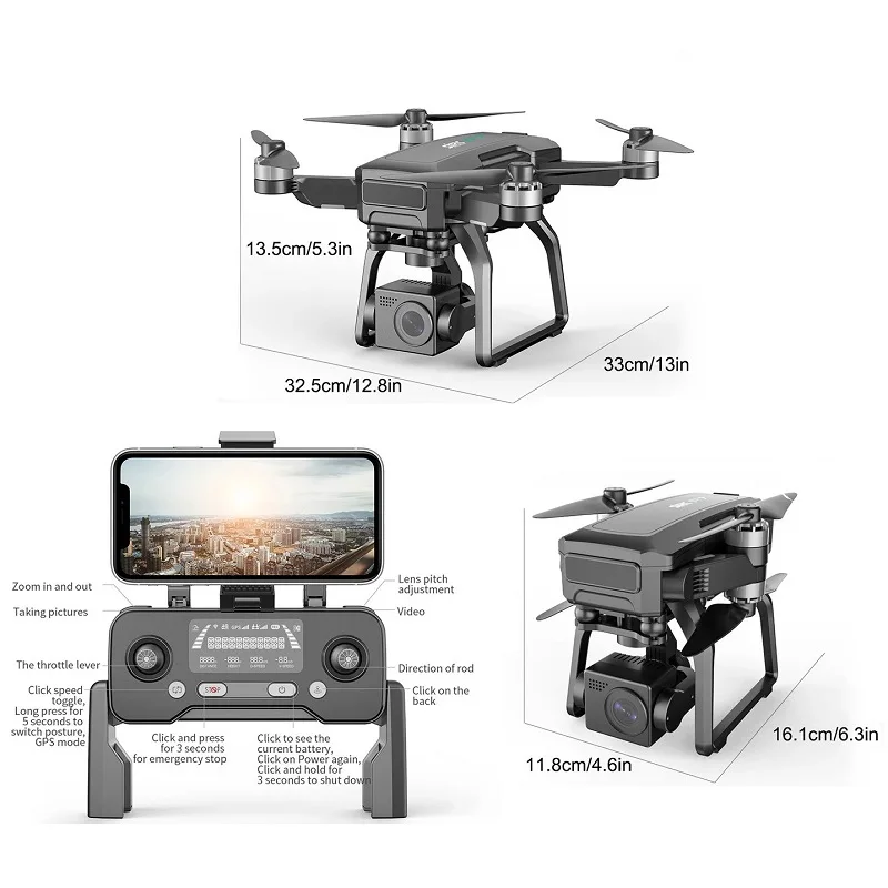 

Intelligent Follow Automatic Switching Optical Flow Gps Sjrc F7 Pro Dron Profesional Camera 4K Hd 1080P Drona Drone, Pearlescent silver grey