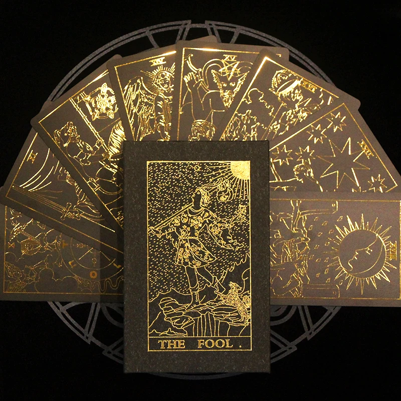 

Tarot Decks Wholesale Custom Printing Cartas De Tarot Gold Foil Tarot Cards With Guidebook, Golden