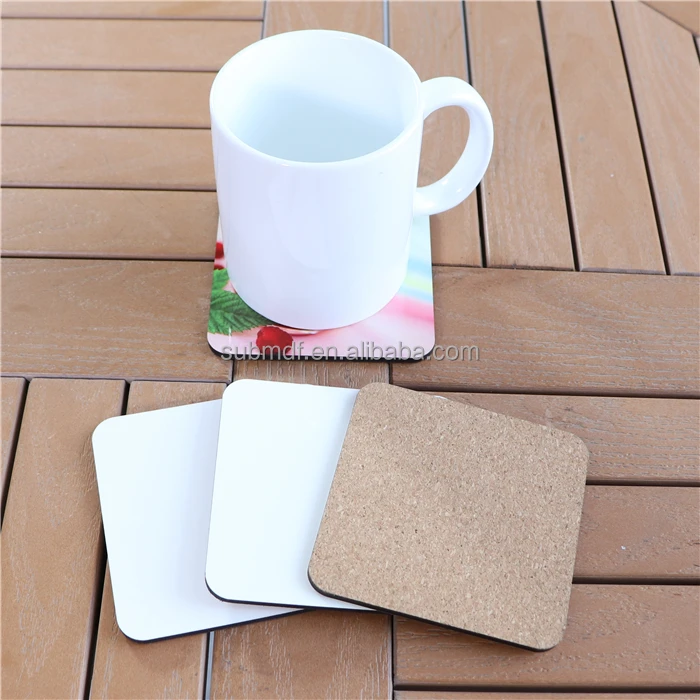 

Wholesale Custom Printing Square 95mm Dye Wooden Sublimation Blank MDF Coaster With Cork Bottom
