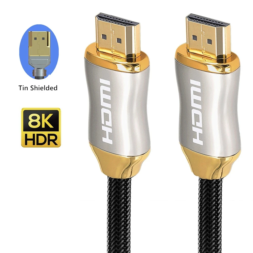 

Oem Customized Logo 60hz Braided 8k Hdmi Cable 2.1 1.5m 1.8m 2m 3m Hdmi Cable 8k, Balck/silver