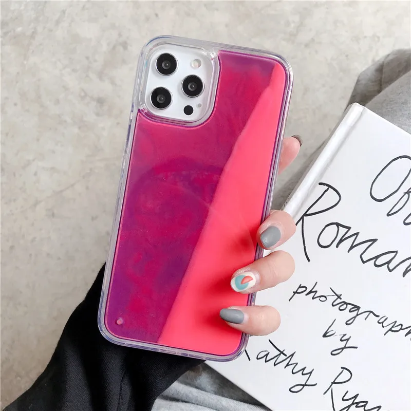 

Newest Liquid Quicksand Luminous Dynamic Glow Neon Sand Case For iPhone 12 pro max