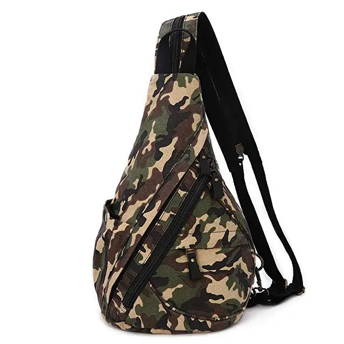 Dark Camo Canvas Crossbody Sling Bag Buy Custom Logo Chest Bag,Camo