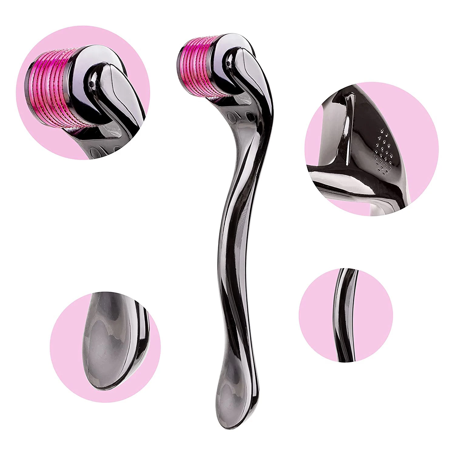 

High quality home use micro needle derma roller skin rejuvenation devices pink