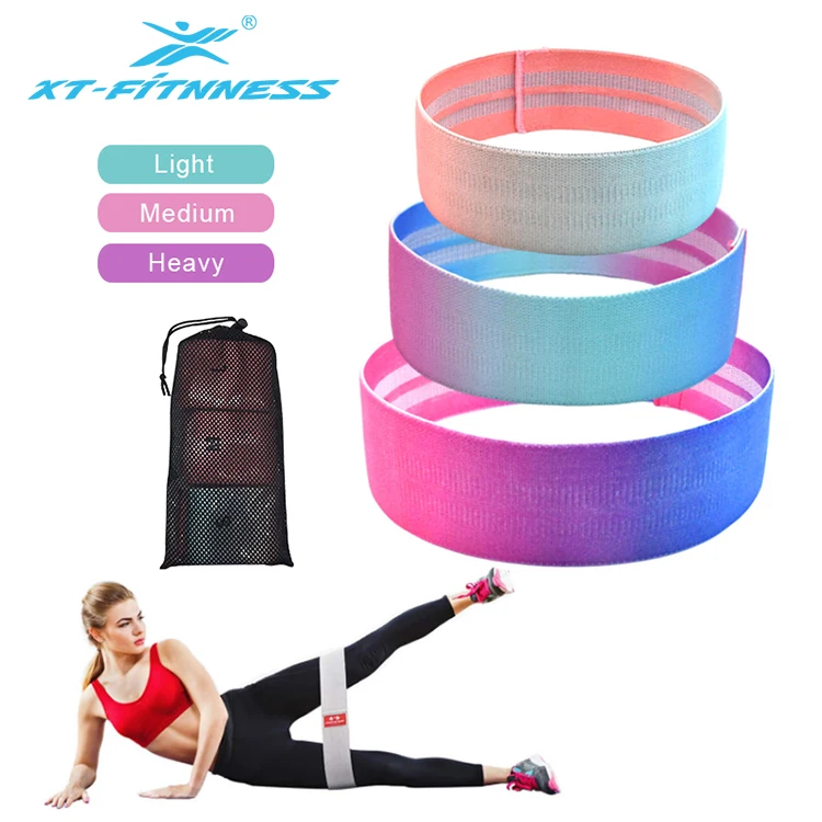 

Wholesale cheap latex gradation color hip yoga workout circle loop exercise stretch set fitness fabric resistance bands