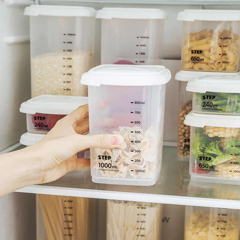 

240ML-2200ML StorageJar Plastic Storage Boxes Dry Food Storage Food Containers For Kitchen 3036, White