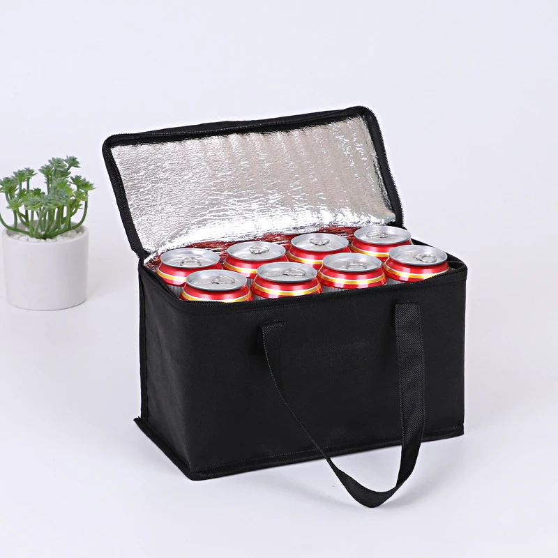 

Folding Picnic Lunch Cooler Bag For Bottle Food Keeping Insulation Portable Thermal Bags Waterproof Thicken Drink Ice Pack, Black