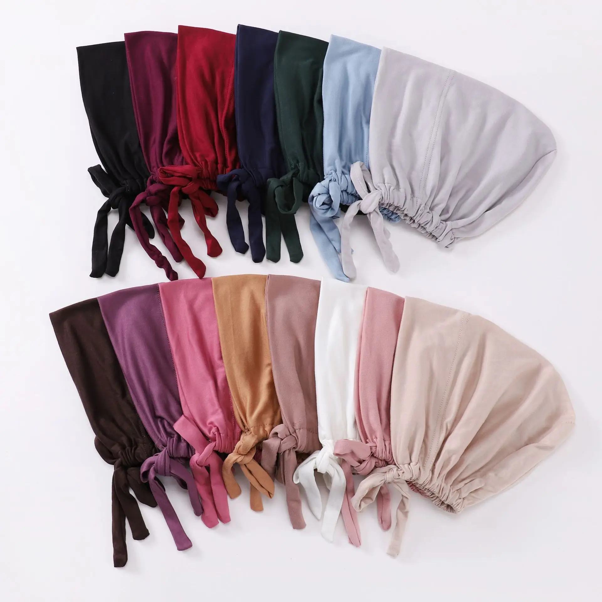 

Wholesale Custom Modal Head Turban Bonnet Women Milk Silk Turban Cap Muslim Under Hijab Hats With Drawstring Adjustable For Lady