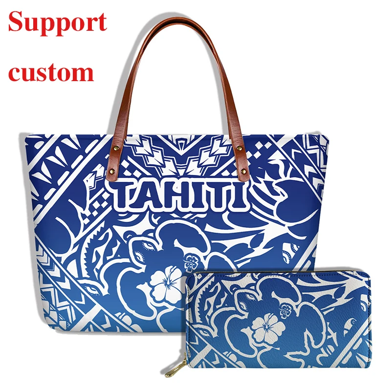 

Handbag Set 2021 Trendy Polynesian Tribal Hawaii Turtle Printing Custom Handbags For Women Retro Female Handbags New Purses, Customized color