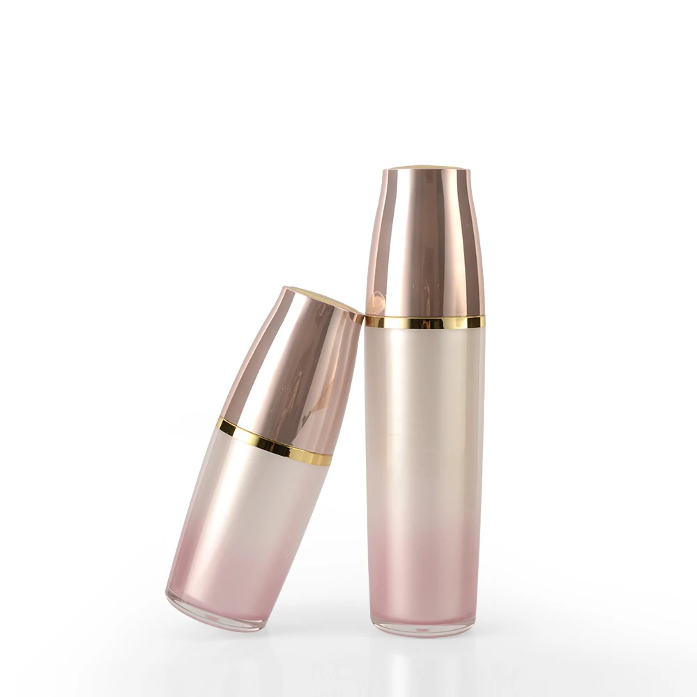 Frosting Airless Cosmetic Bottles 30ml 50ml 120ml Pink Plastic Plating Round Lotion Bottle