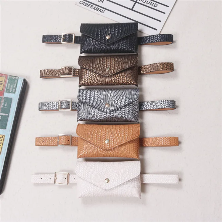 

Women Waist Pack Woven PU Leather Square Fanny Pack Waist Bag Belt waist bags for women, Customized