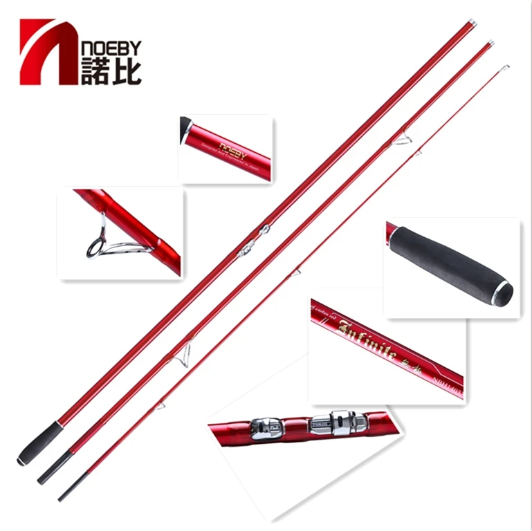 

fishing accessories 3 section carbon fiber saltwater fishing rods rod surf, Red