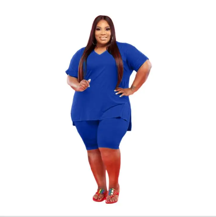 

Summer Ladies Women Clothing Wears Two Piece Short Plus Size Set