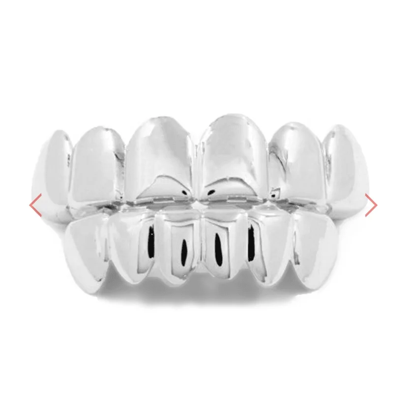 
Top & Bottom Tooth Grillz Dental Halloween Cosplay Vampire Teeth Hiphop Gold Teeth Grills 