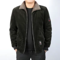 

New casual wholesale zipper winter warm black mens corduroy jacket