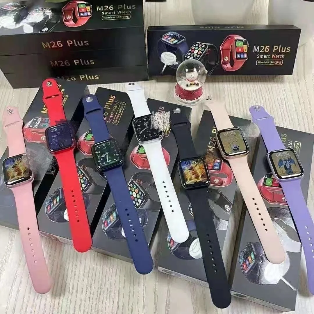 

2021 Newest M26 plus Smart Watch, IPf6 Waterproof Scroll Side button Series 6 IWO 13 Watch Wireless Charger 7 colors options