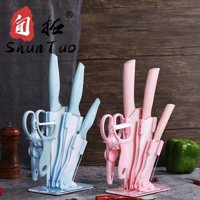 

SHUNTUO Stocked Utility scissors peeler Fruit Knife Ceramic Kitchen Knives Knife Set with block, Customerized product
