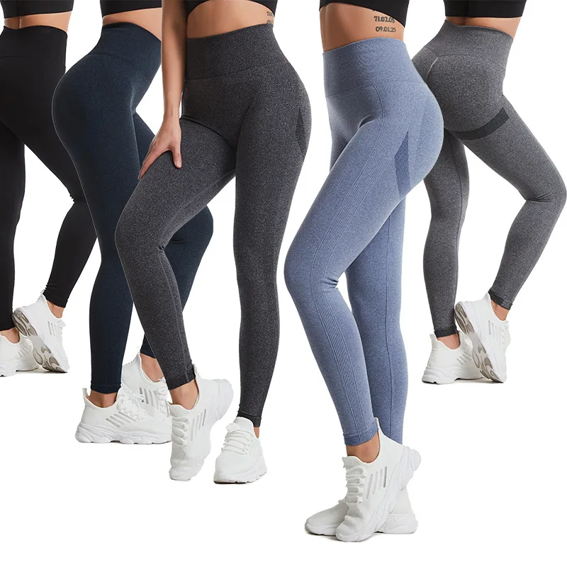 

Stacked Seamless Scrunch Butt Sport Winter Joga Casual Women Womens Mujer High Waist Elastic Leather Leggins