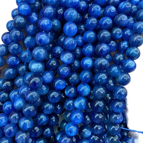 

Wholesale natural mineral 8mm Blue Kyanite semi-precious stone gemstone loose beads for jewelry making, 100% natural color