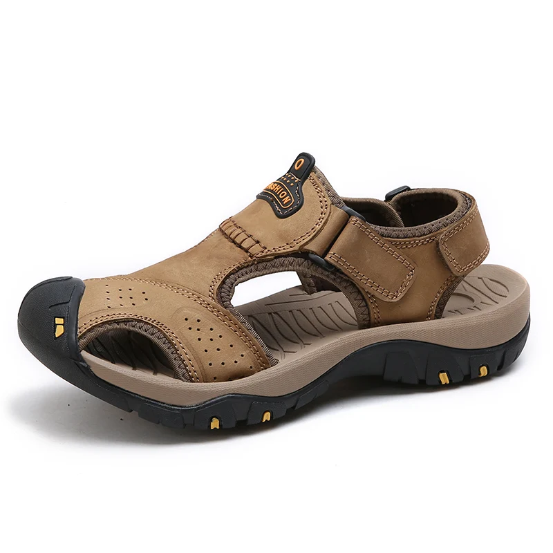 

2021 Genuine Leather Men sandals Summer New Large Size Men Sandals Men's casual shoes Fashion Sandals Slippers Big Size 38-47