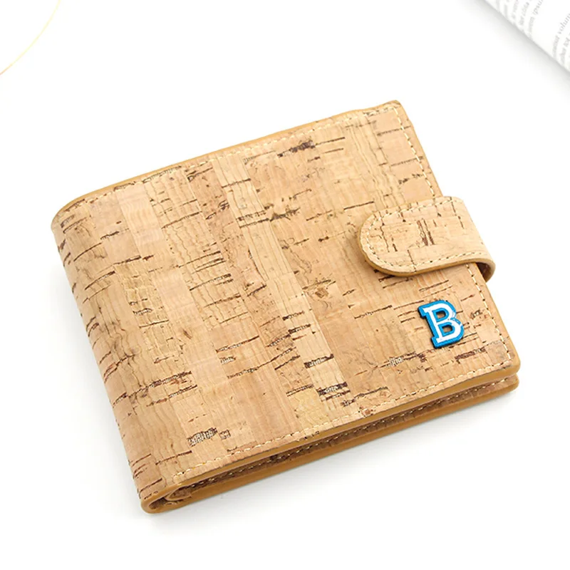 

Original Wood Leather Wallets Slim Short Cork Coin Wallet Bifold Mens Cork Leather Men Wallet, Various colors available