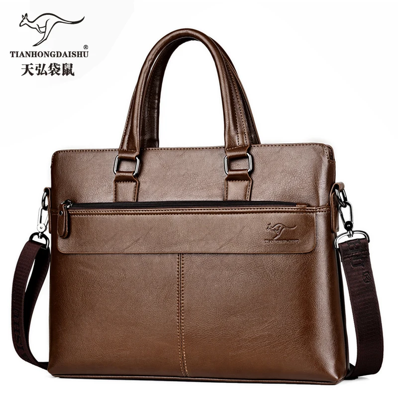 

Men's Business Bag Office Casual Retro Briefcase Waterproof and durable PU leather Lawyer Bag Computer Bag, Black/brown/khaki